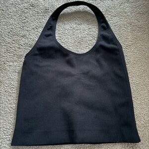 Vuori Black Ribbed Halter Tank
